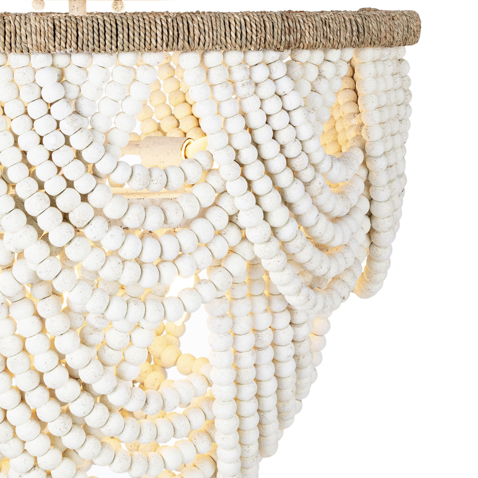 Outside The Box 18" Regina Andrew Lorelei White Wood Bead Chandelier