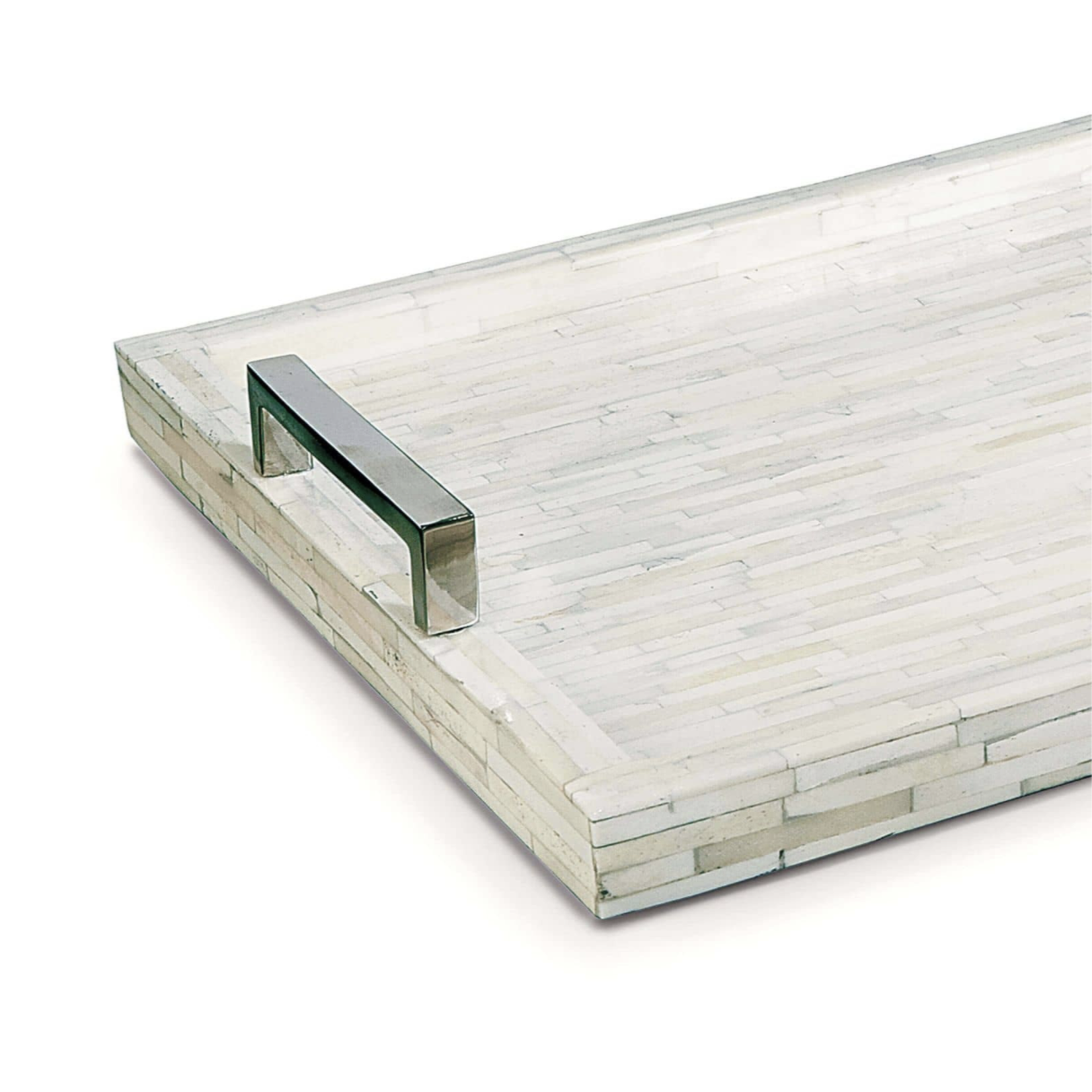 Outside The Box 24x16 Regina Andrew White Bone Inlay & Polished Nickel Tray