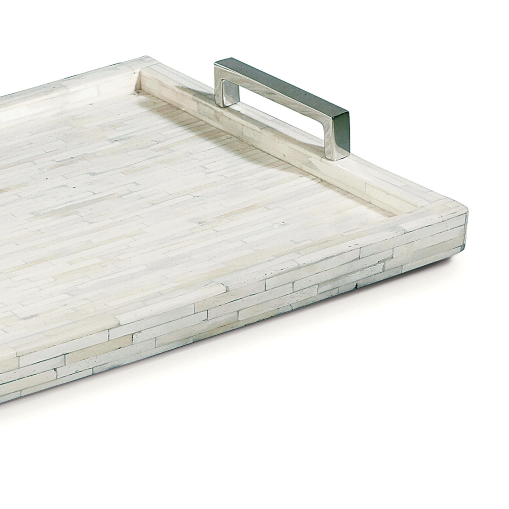 Outside The Box 24x16 Regina Andrew White Bone Inlay & Polished Nickel Tray