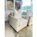 Outside The Box Allie Natural W / Stripe Kid Proof Performance Fabric Upholstered Swivel Chair Washed Oak Base RA251-19 (AA)