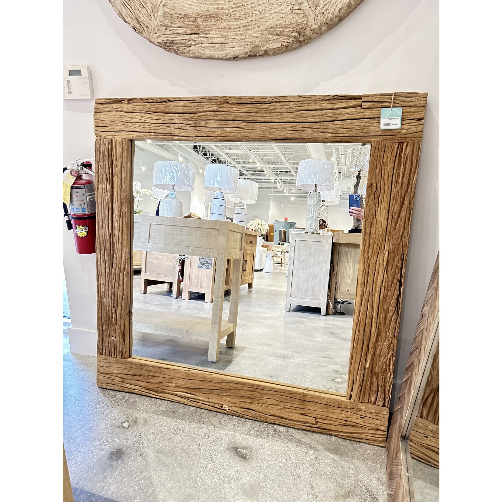 Outside The Box 48x48 Natural Solid Mango Wood Mirror