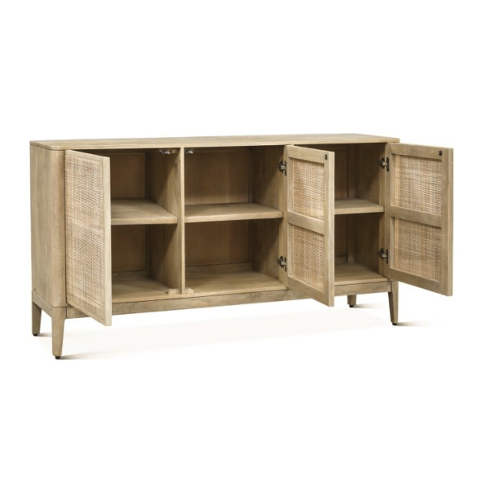 Outside The Box 64x18x34 Casablanca White Washed Mango Wood 3 Doors Sideboard