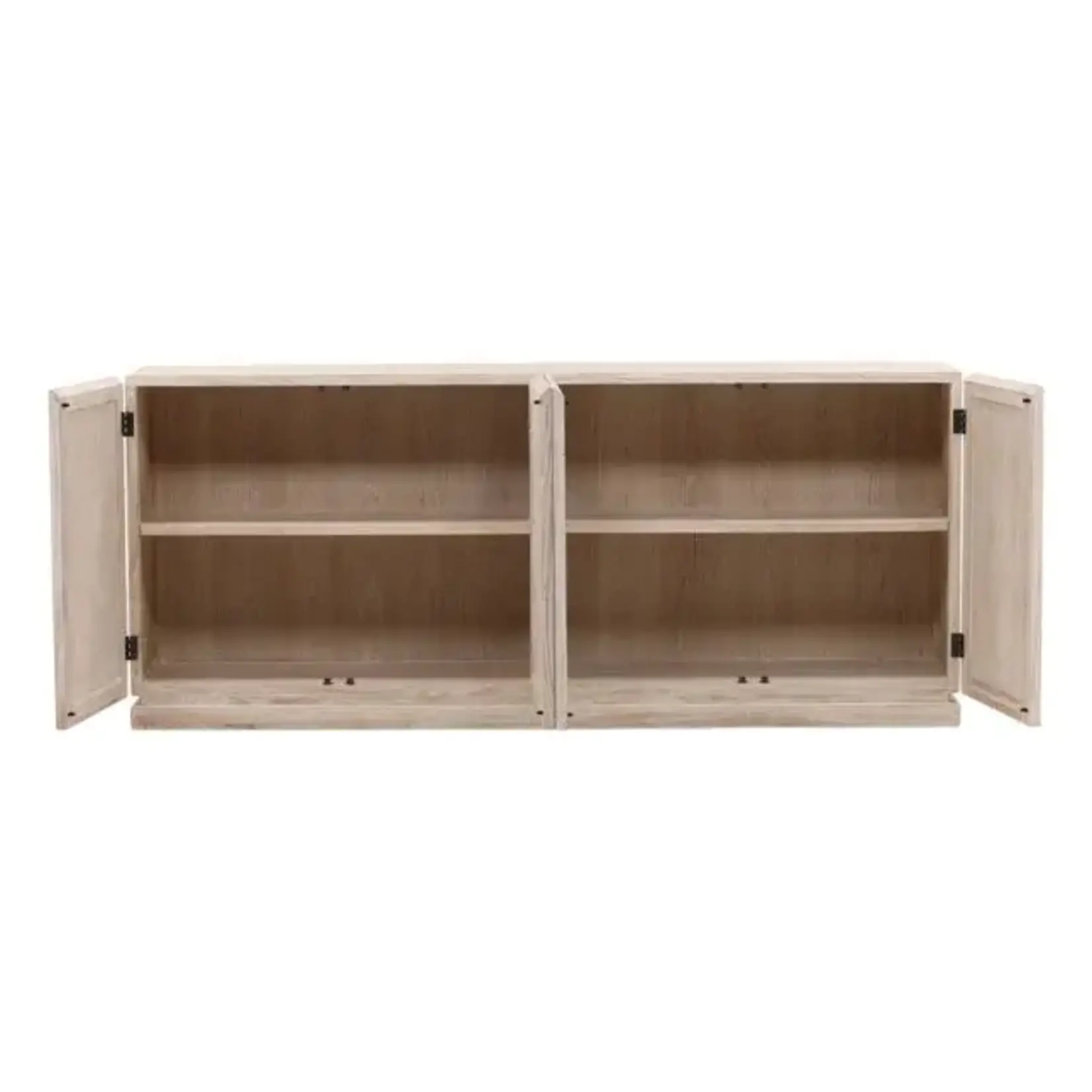 Outside The Box 87x18x38 Harrison White Wash Elm Wood 4 Door Sideboard
