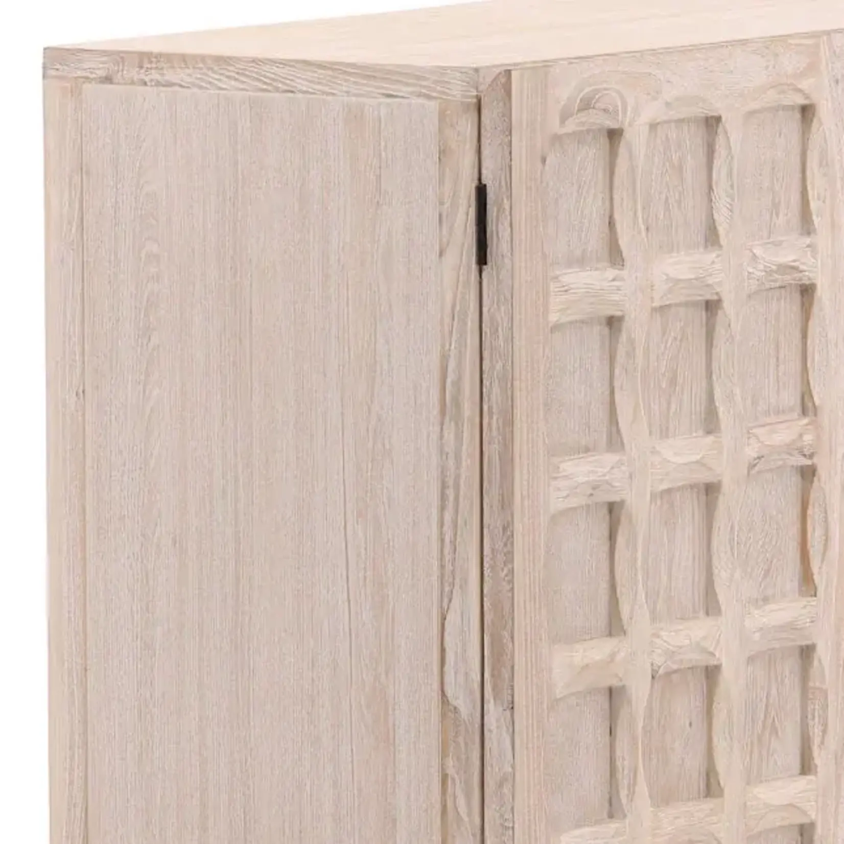 Outside The Box 87x18x38 Harrison White Wash Elm Wood 4 Door Sideboard