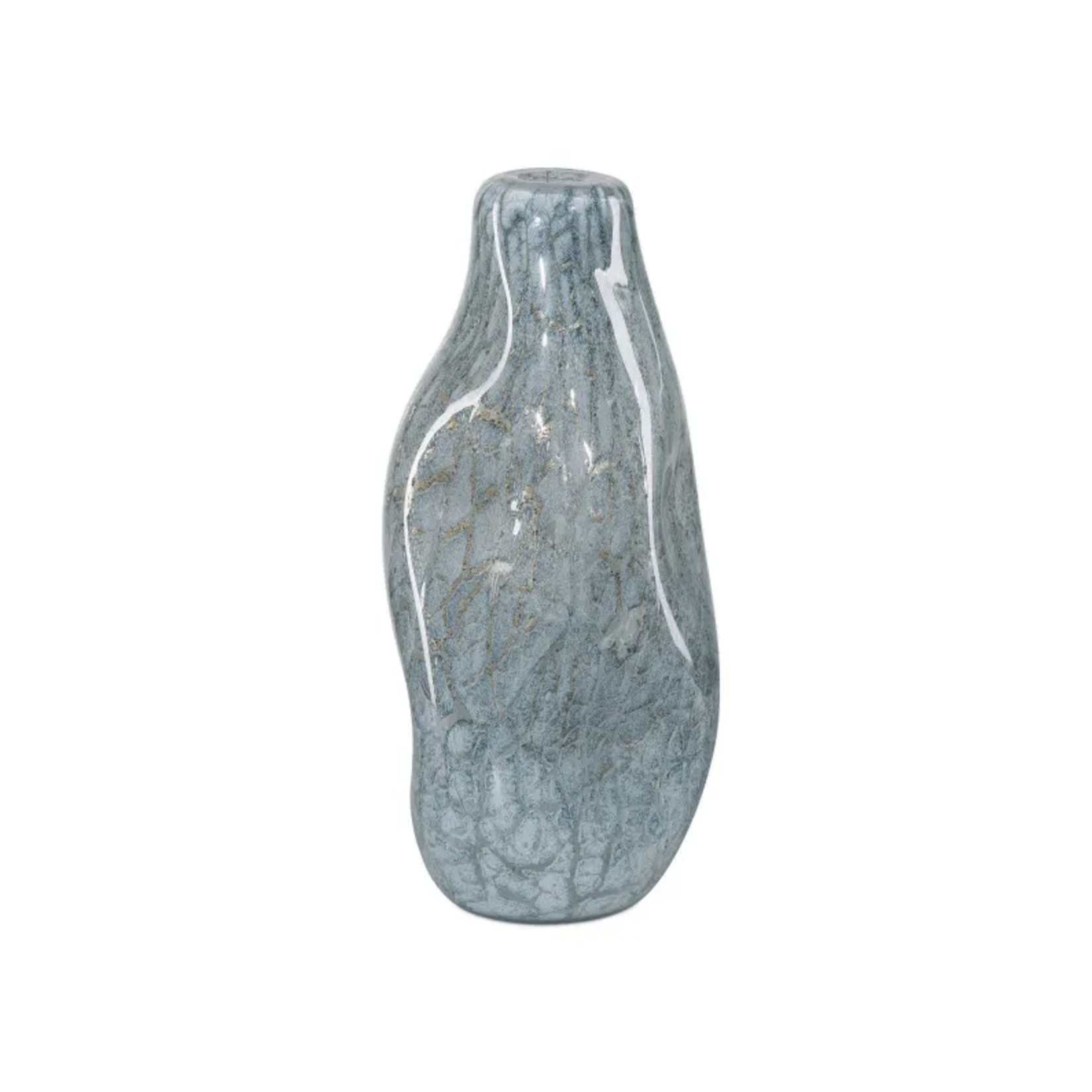 Outside The Box 20" Currey & Co Tyne Pale Blue & Gold Glass Vase