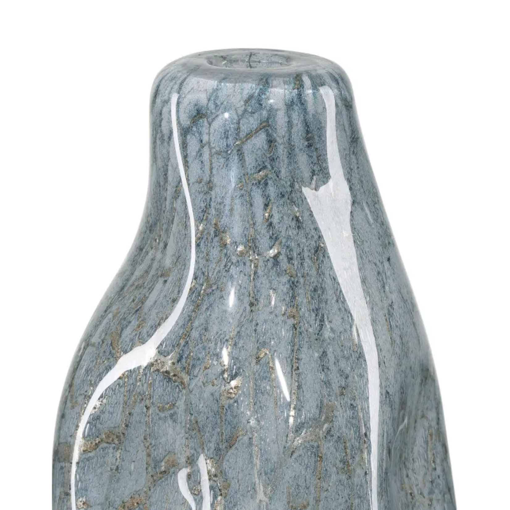 Outside The Box 20" Currey & Co Tyne Pale Blue & Gold Glass Vase