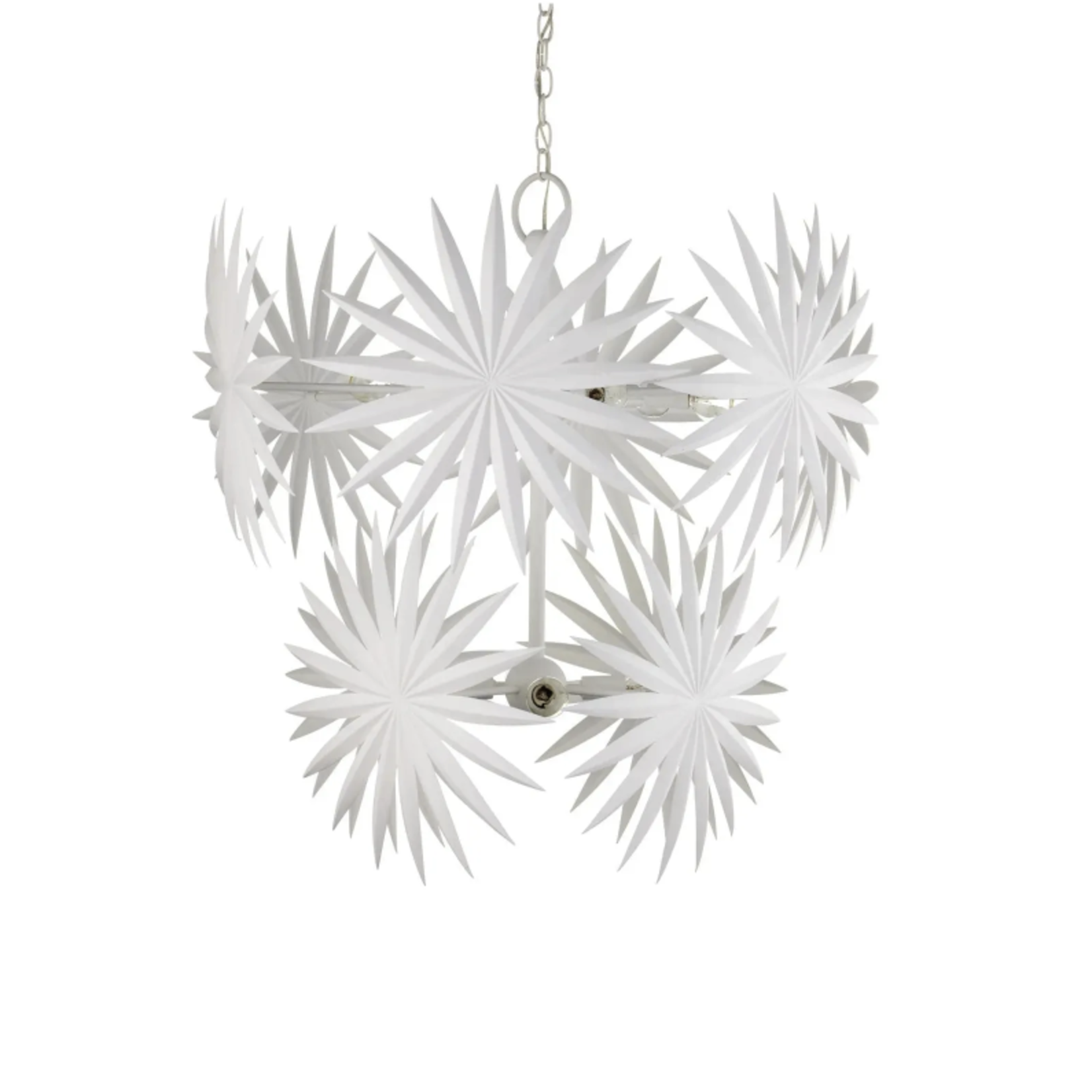 Outside The Box 33" Currey & Co Bismarkia White Wrought Iron Chandelier