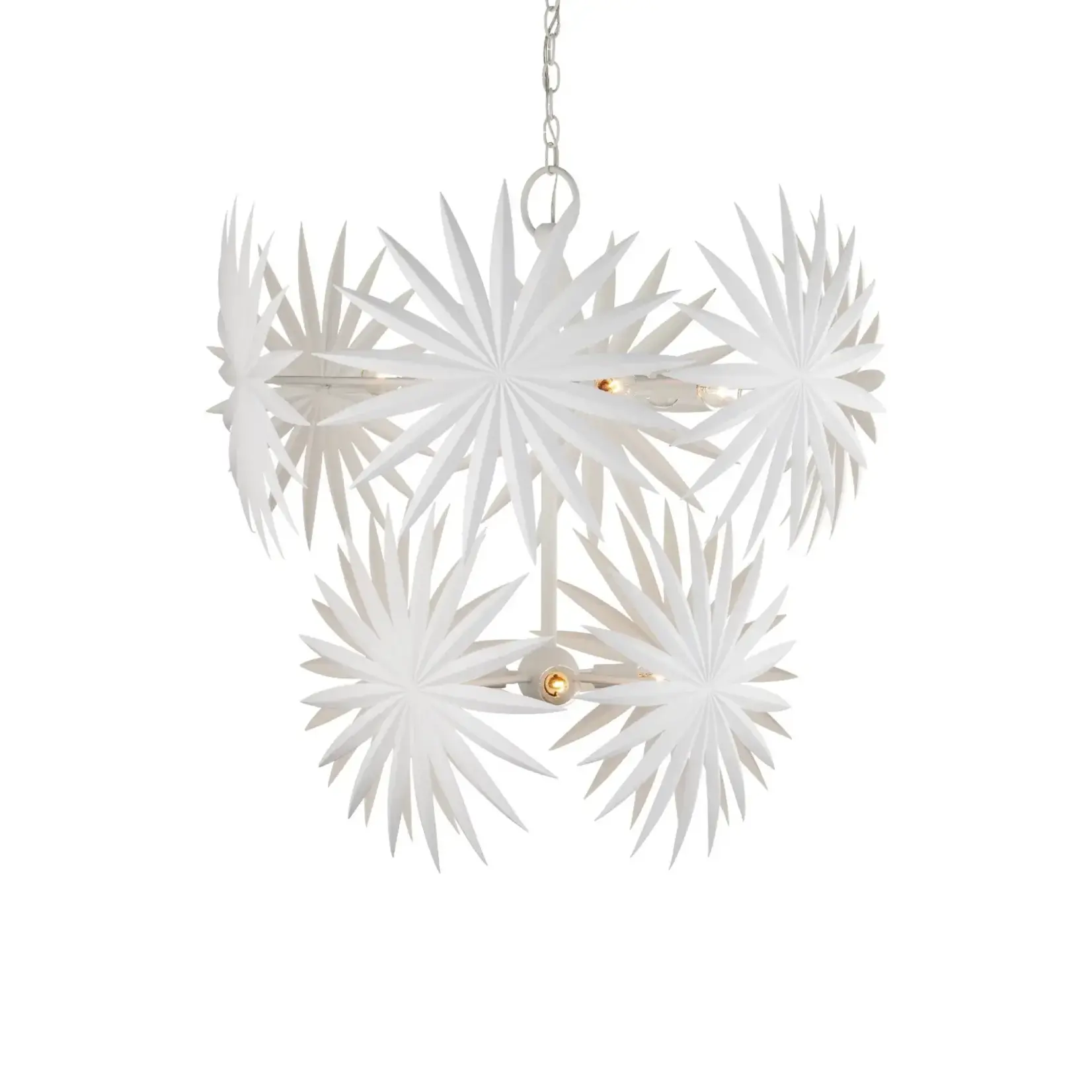 Outside The Box 33" Currey & Co Bismarkia White Wrought Iron Chandelier
