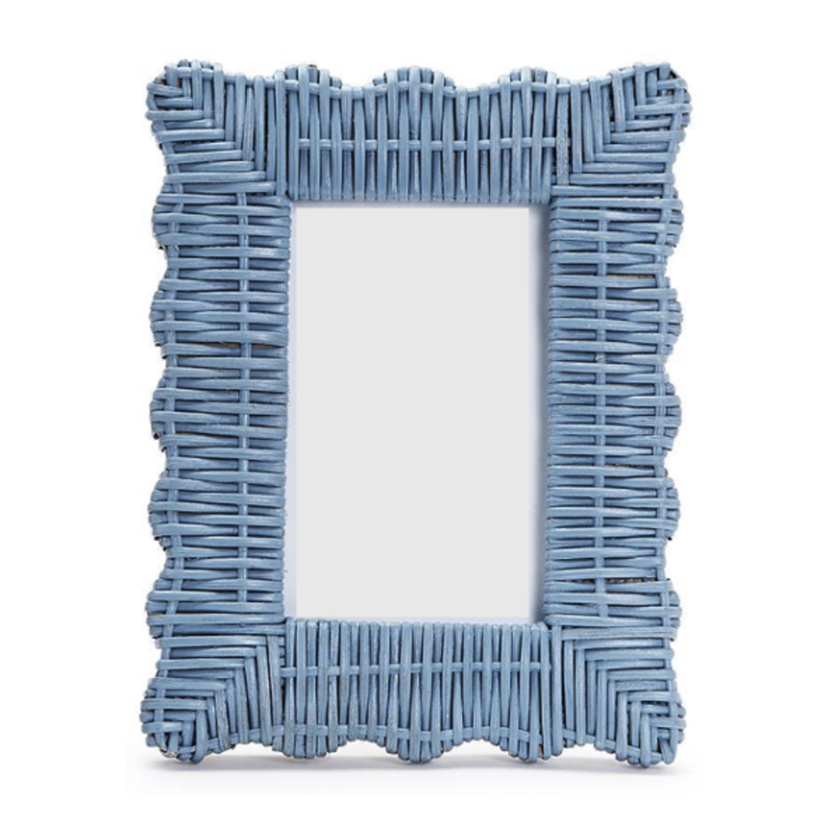 Outside The Box 4x6 Blue Rattan Wicker Weave Scalloped Photo Frame