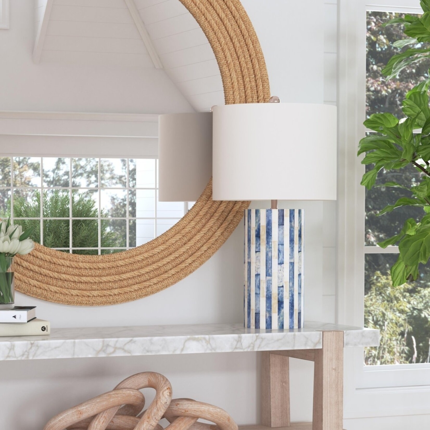 Outside The Box 28" Coburn Blue & White Bone Inlay Table Lamp