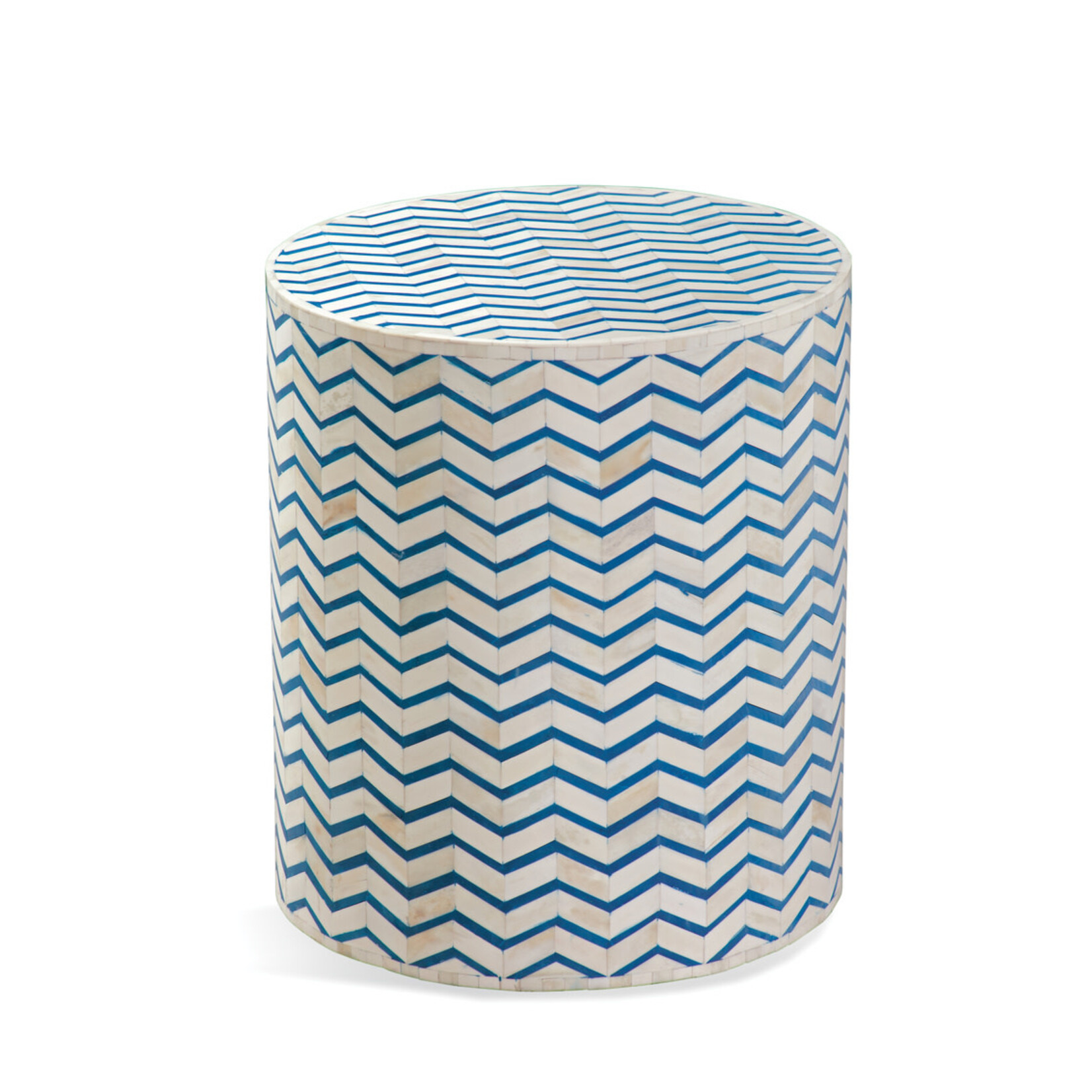 Outside The Box 18x16 Aden Natural & Blue Bone Inlay Chevron Accent Table