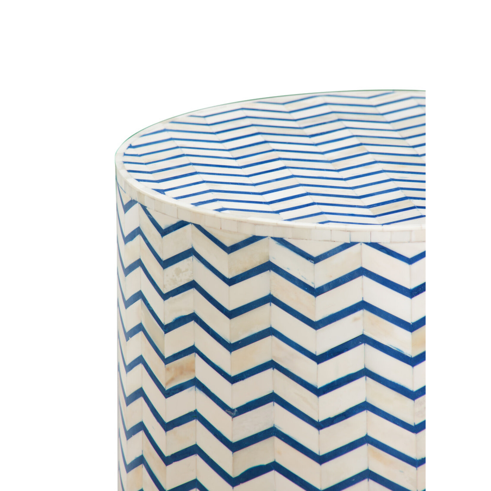 Outside The Box 18x16 Aden Natural & Blue Bone Inlay Chevron Accent Table