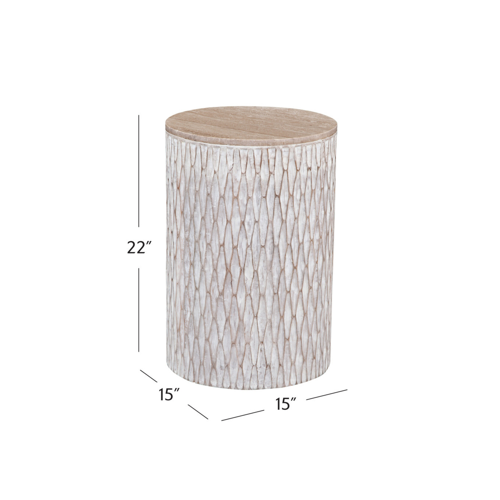 Outside The Box 22x15 Lorenzo White Washed Solid Mango Wood Accent Table