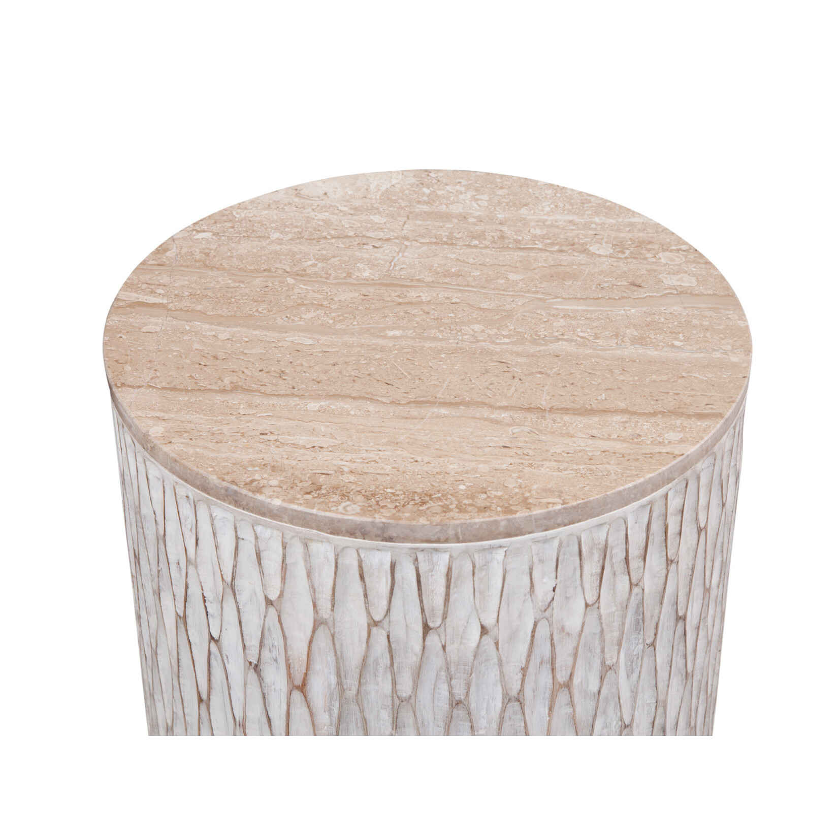 Outside The Box 22x15 Lorenzo White Washed Solid Mango Wood Accent Table