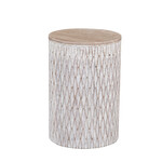Outside The Box 22x15 Lorenzo White Washed Solid Mango Wood Accent Table