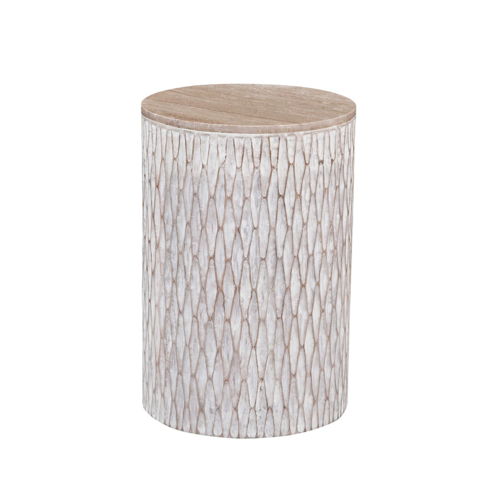 Outside The Box 22x15 Lorenzo White Washed Solid Mango Wood Accent Table
