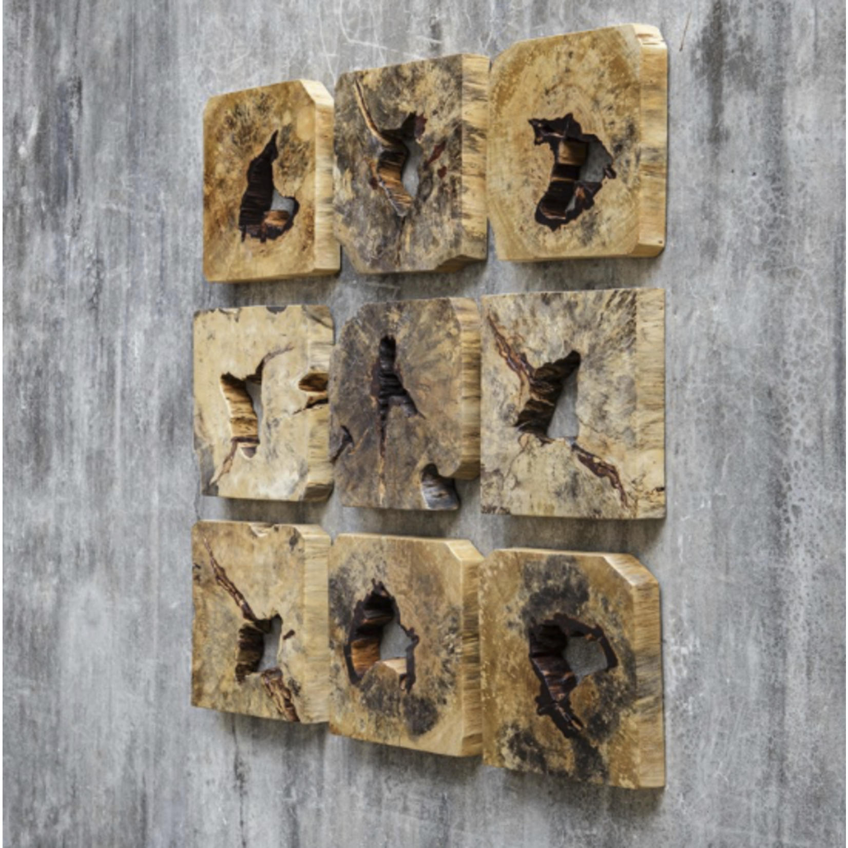 Outside The Box Set Of 9 Bahati Natural Tamarind Wood Wall Art