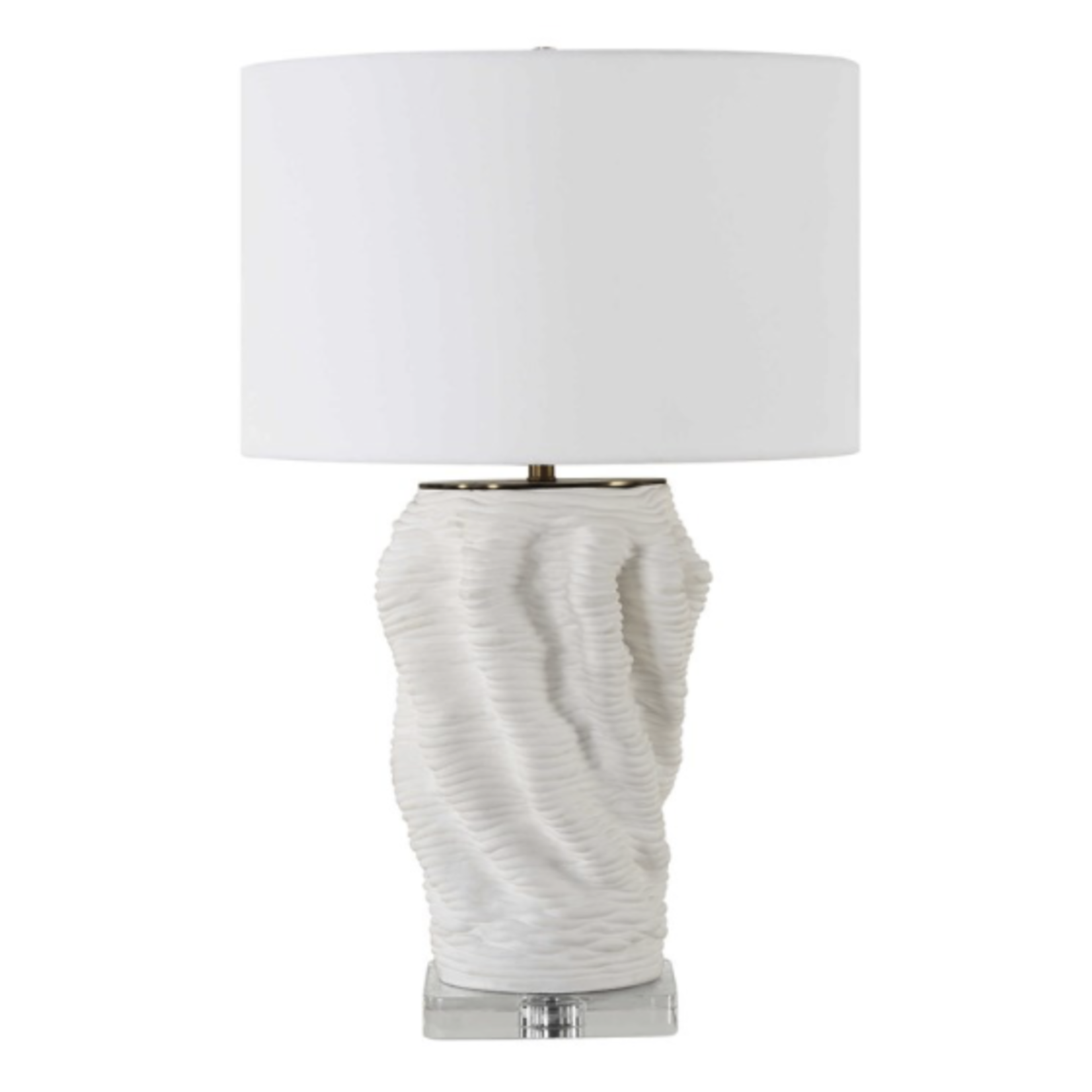 Outside The Box 28" Uttermost Stratified White Organic Flowing Shape Ceramic Table Lamp