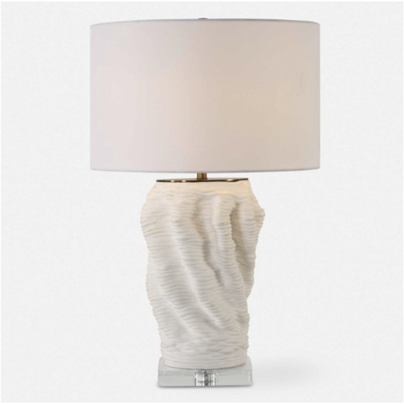 Outside The Box 28" Uttermost Stratified White Organic Flowing Shape Ceramic Table Lamp