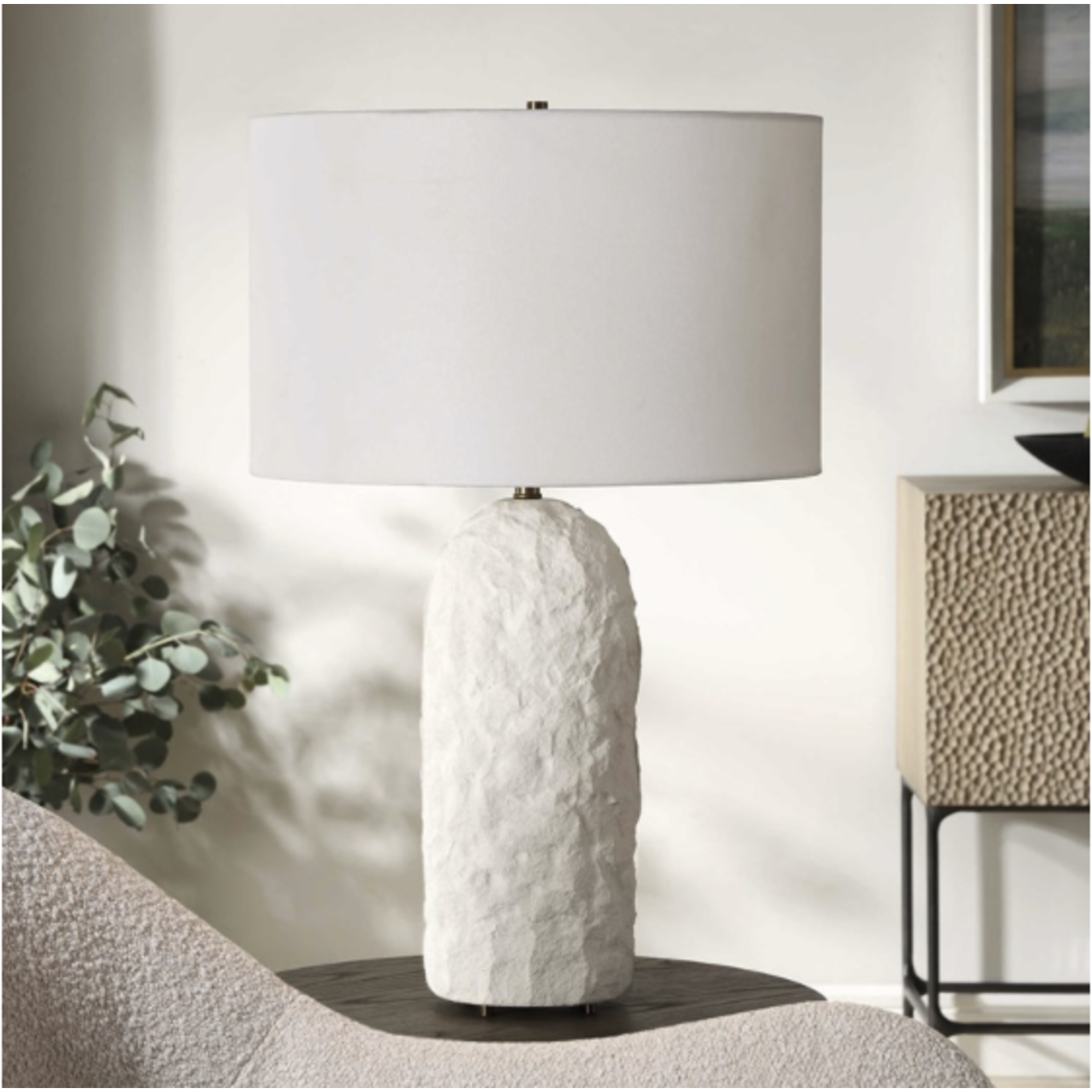 Outside The Box 28" Uttermost Vieste White Sandstone Table Lamp