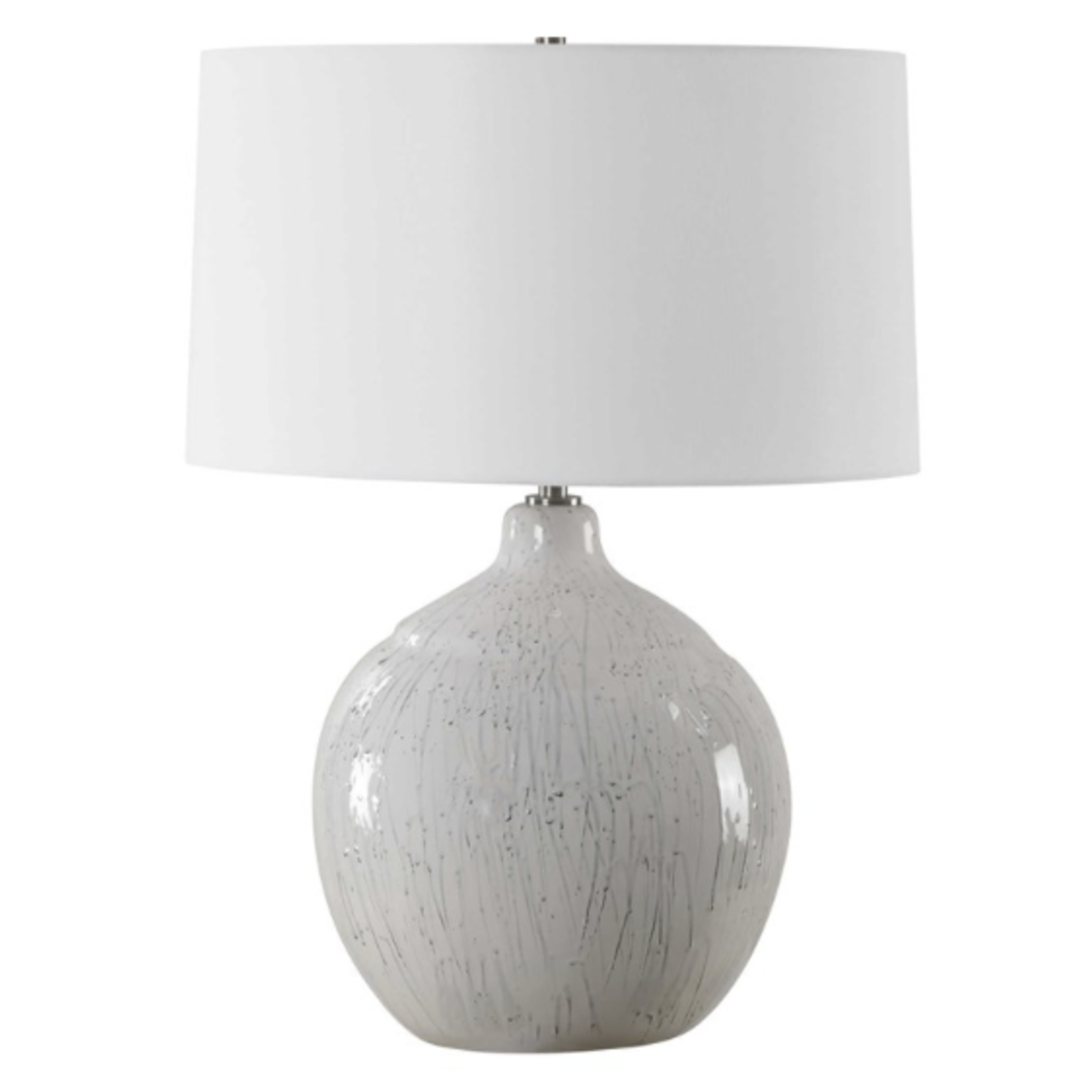 Outside The Box 26" Uttermost Dribble White Glaze Ceramic With Gray Drips Table Lamp