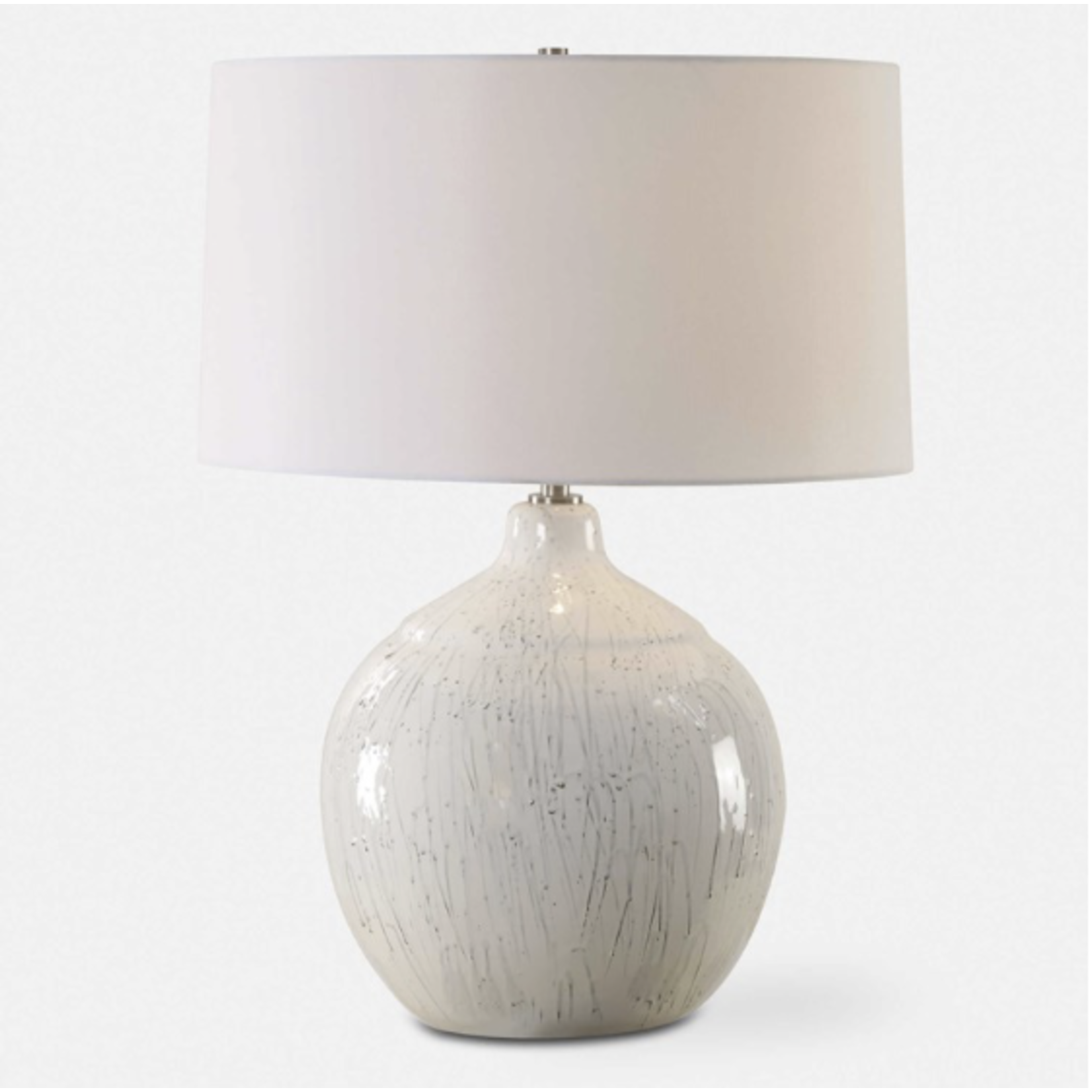 Outside The Box 26" Uttermost Dribble White Glaze Ceramic With Gray Drips Table Lamp