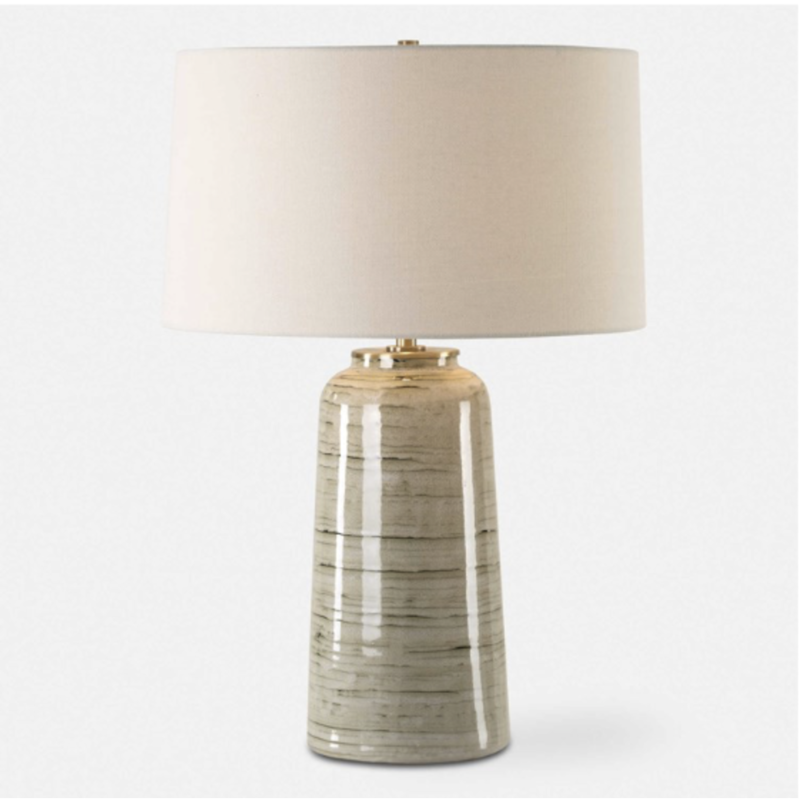 Outside The Box 26" Uttermost Strata Greenish Tan Glaze With Dark Undertones Ceramic Table Lamp