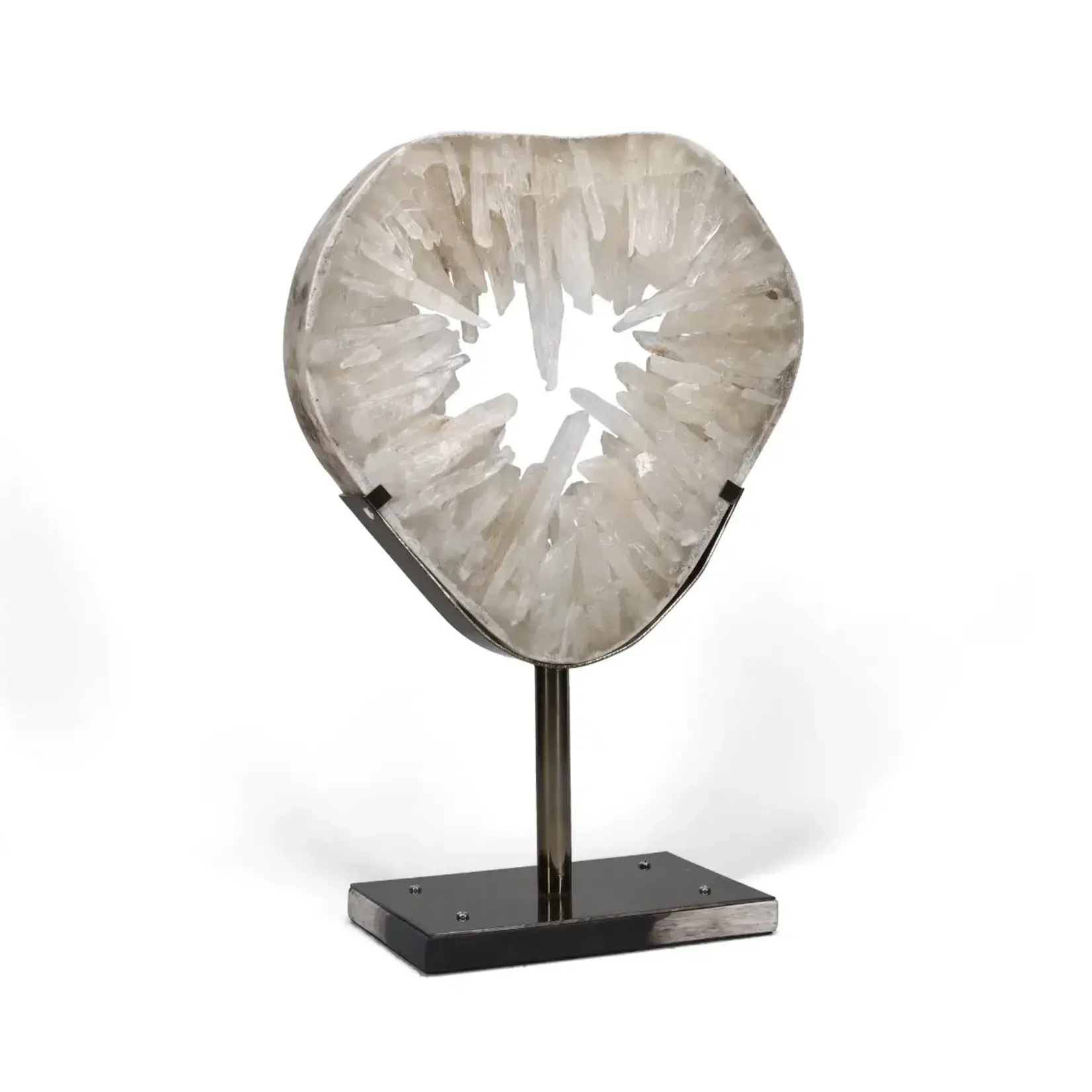 Outside The Box 18" Genuine Quartz Slice On Stand Sculpture