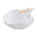 Outside The Box 11" Shell White Terracotta Chip & Dip Bowl With Spreader