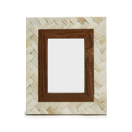 Outside The Box 5x7 Braided Ivory Bone Inlay & Wood Pattern Photo Frame