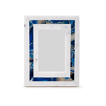 Outside The Box 4x6 White Marble & Blue Amazonite Inlay Photo Frame