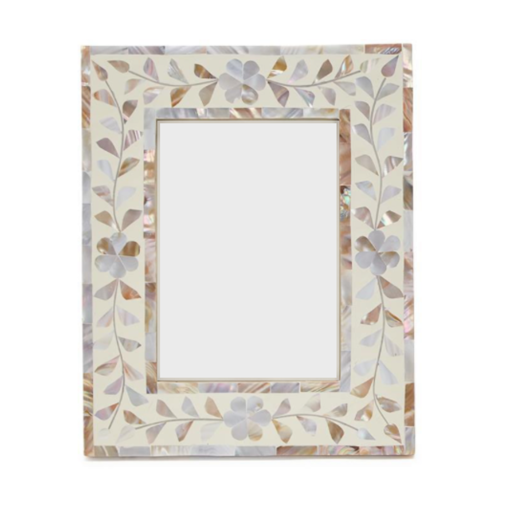 Outside The Box 5x7 Wisteria Tile Mother of Pearl &  Ivory Resin Photo Frame