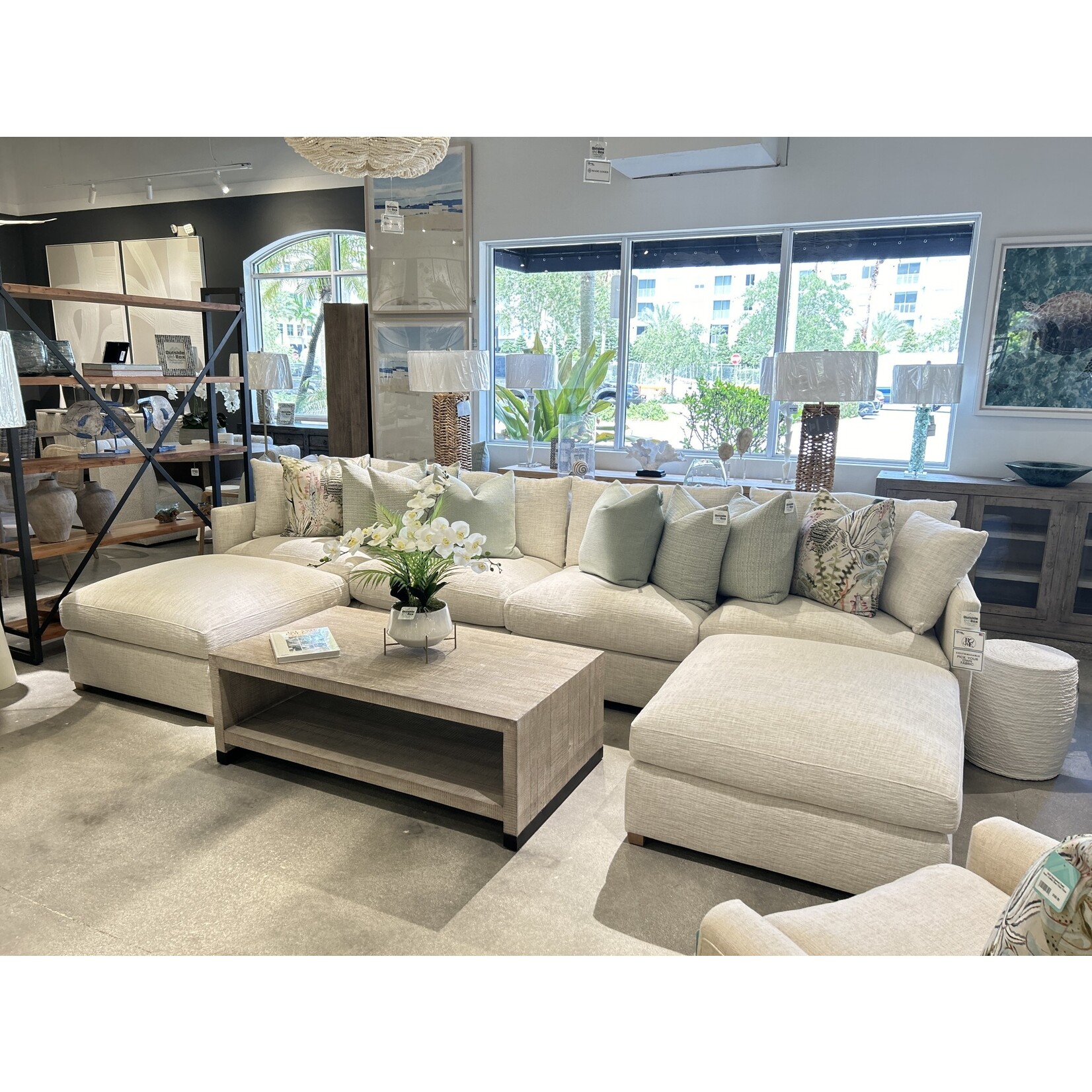 Outside The Box 158 x78 Serena Bone White 6 Piece Lounge Harmony Cushion Modular Upholstered Sectional BU104-43 (AA)