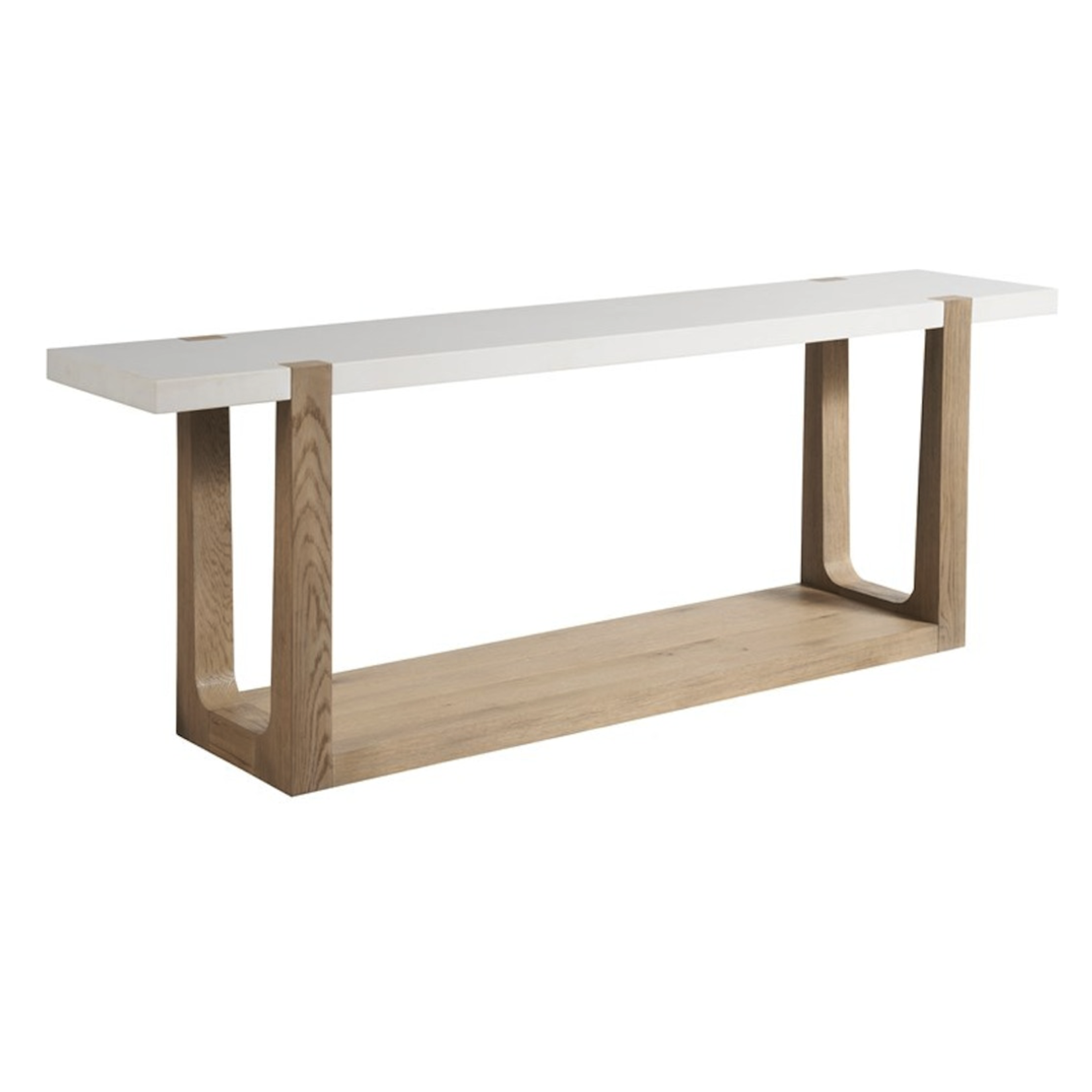 Outside The Box 80x16x28 Ellis Honed White Quartz & Oak Wood Console Table