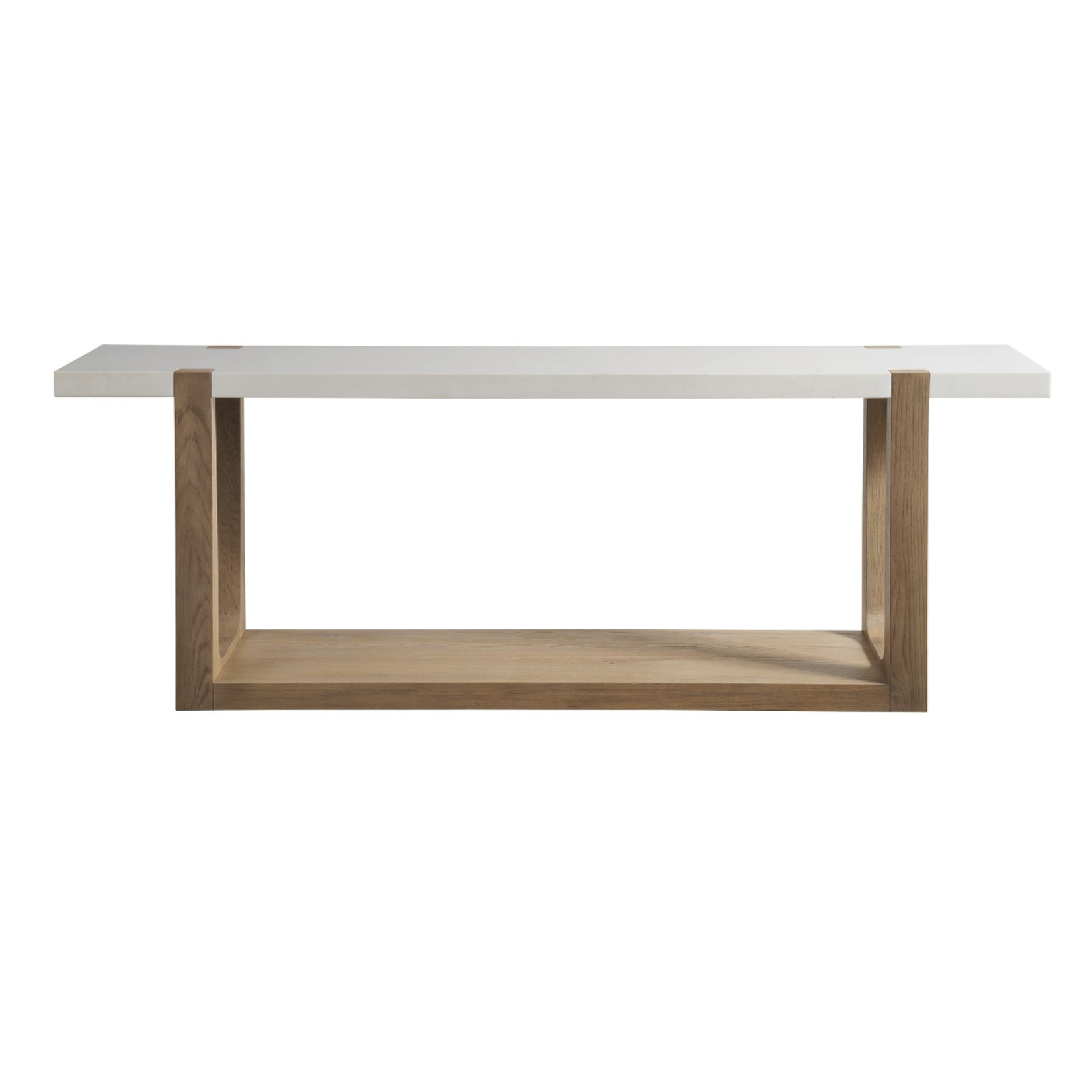 Outside The Box 80x16x28 Ellis Honed White Quartz & Oak Wood Console Table