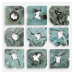 Outside The Box Set Of 9 Bahati Blue / Green Tamarind Wood Wall Art