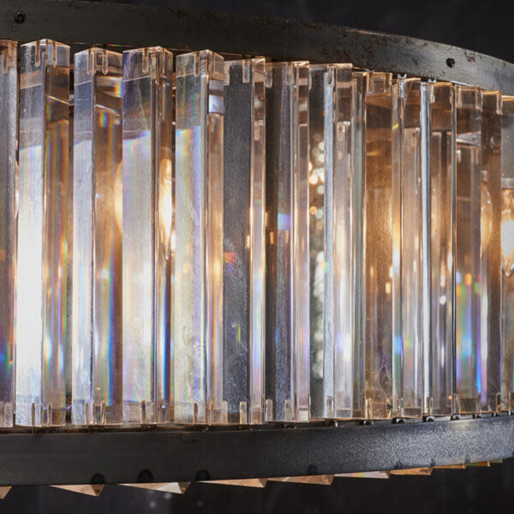 Bernard ACP Home 26" Timothy Oulton Rex Prism Optical Glass & Iron Chandelier
