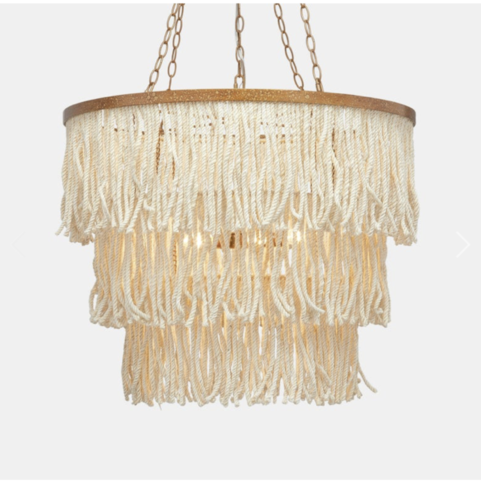 Outside The Box 25" Made Goods  Arricka Bleached Abaca Rope & Gold Metal Chandelier