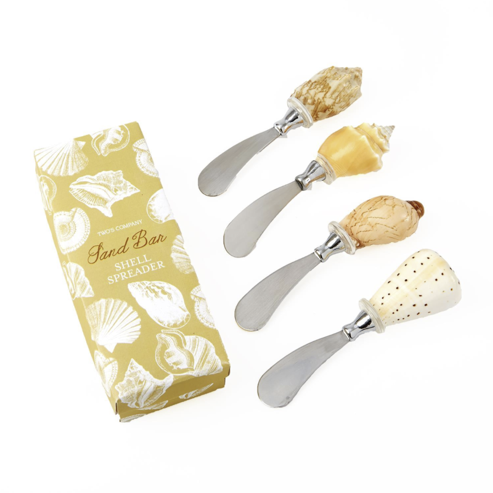 Outside The Box 6"  Sand Bar Shell & Stainless Steel Spreaders 4 Assorted Design - SOLD SEPARATELY
