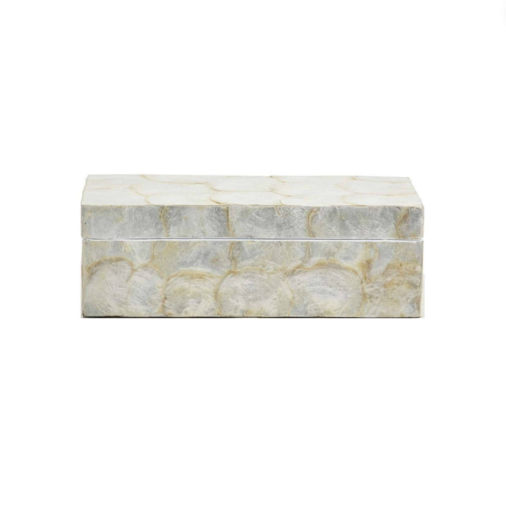 Outside The Box 12x8x5 White Capiz Coastal Shell Accent Box