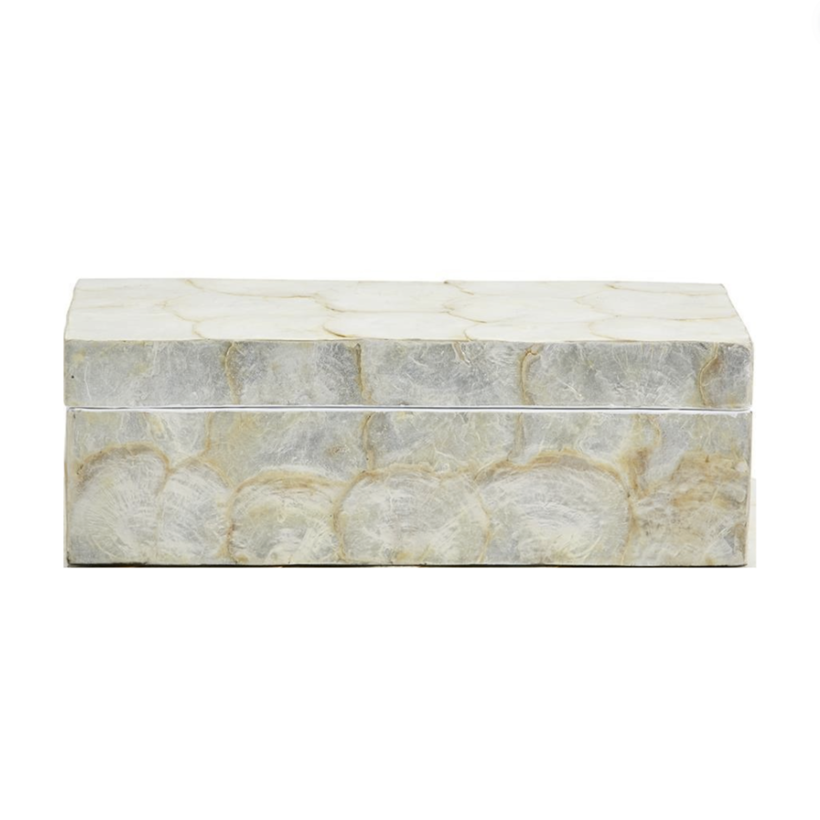 Outside The Box 14x8x5 White Capiz Coastal Shell Accent Box