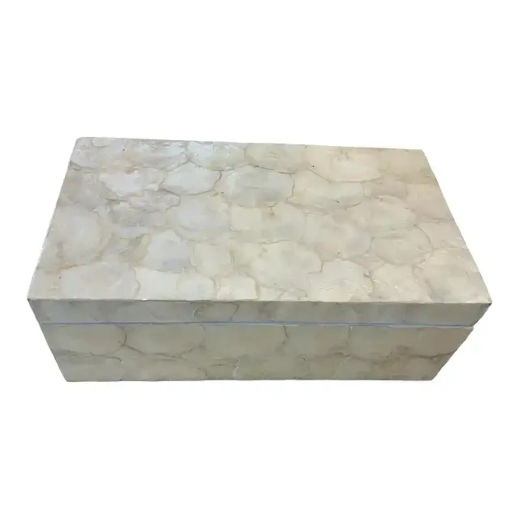 Outside The Box 14x8x5 White Capiz Coastal Shell Accent Box