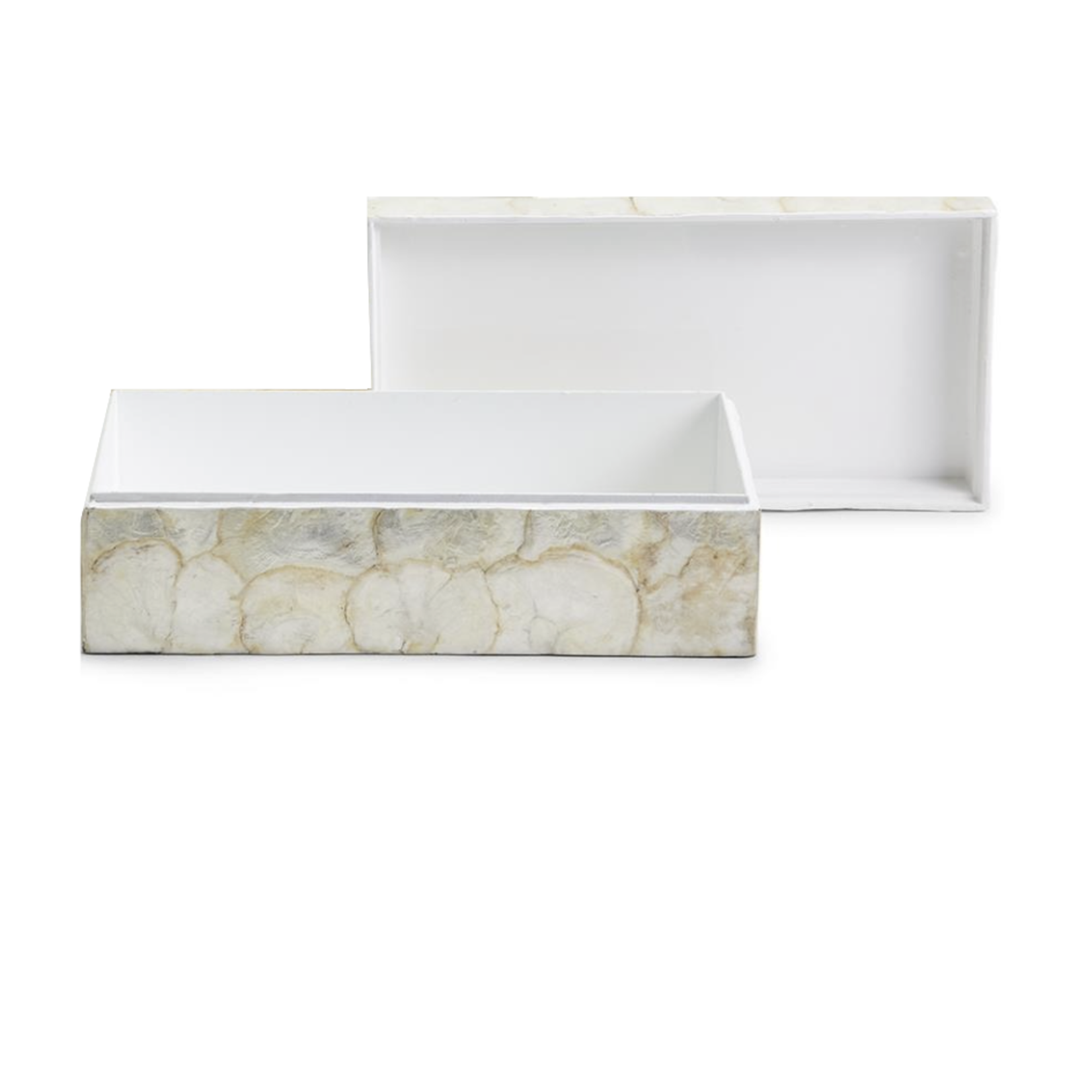 Outside The Box 14x8x5 White Capiz Coastal Shell Accent Box