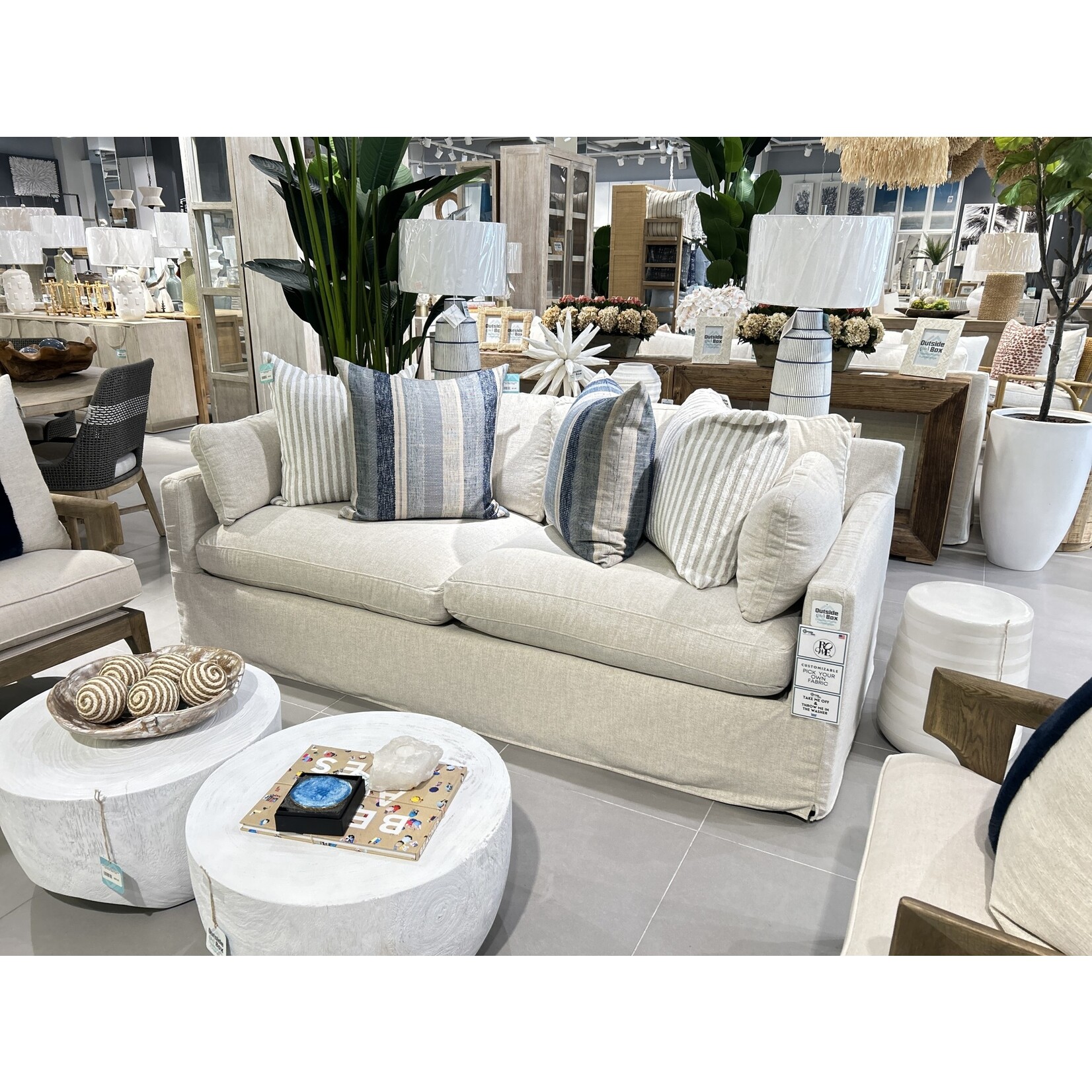 Outside The Box 88" Sylvie Straw Kid Proof Wear Plus Performance Cloud Slipcovered Sofa BU102-28 (X)