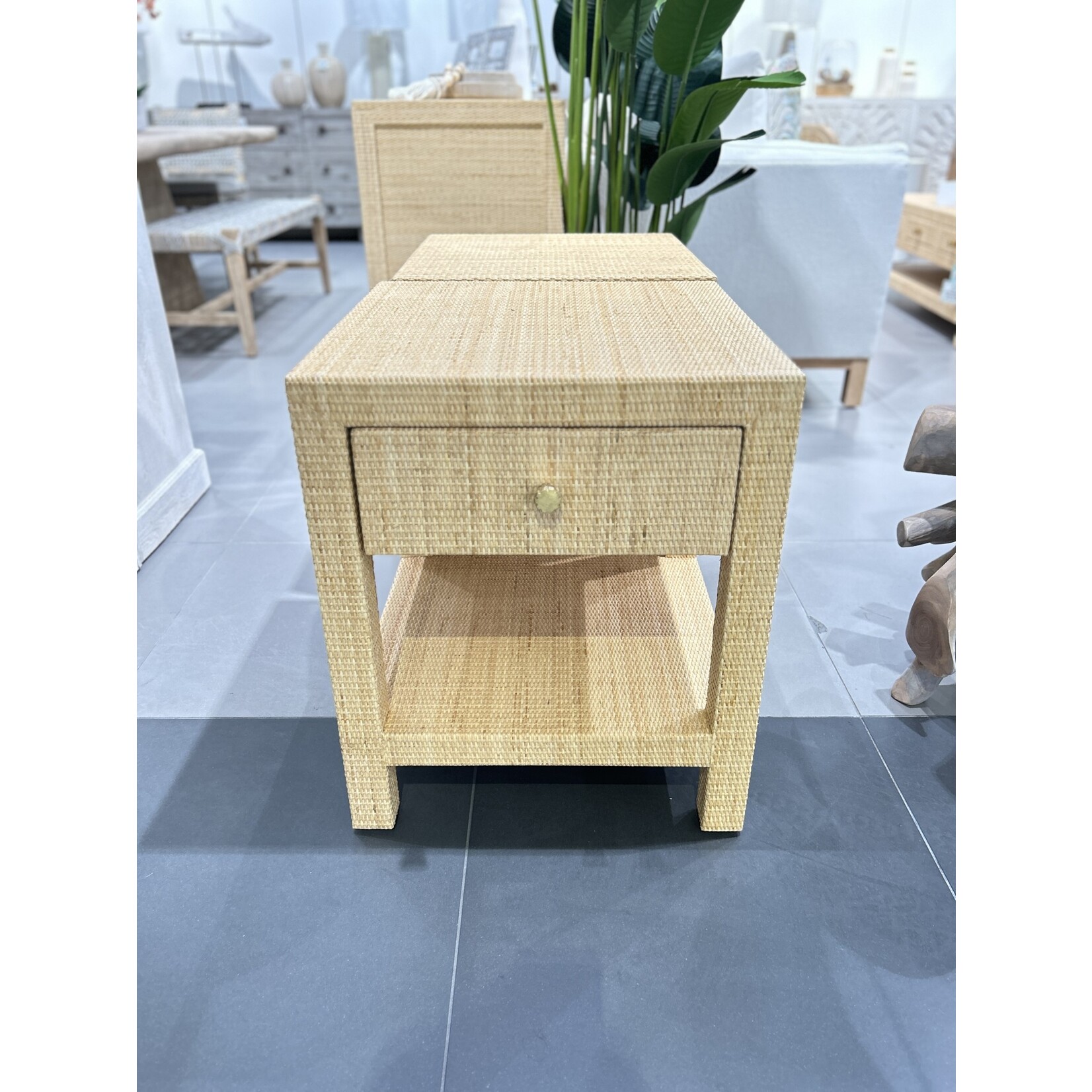 Outside The Box 20x20x24 Set Of 2 Kagu Mahogany 1 Drawer Nightstand Rattan Wrapped In Natural - RNAT