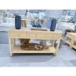 Outside The Box 60x16x32 Kagu Natural Rattan 3 Drawer Console Table - RNAT