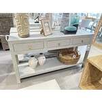 Outside The Box 60x16x32 Kagu Pale Blue Raffia 3 Drawer Console Table - RFPB