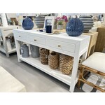 Outside The Box 60x16x32 Kagu True White Rattan 3 Drawer Console Table - RTRW