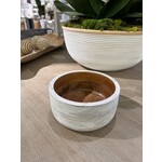 Outside The Box 8" White & Natural Ribbed Mango Wood Bowl