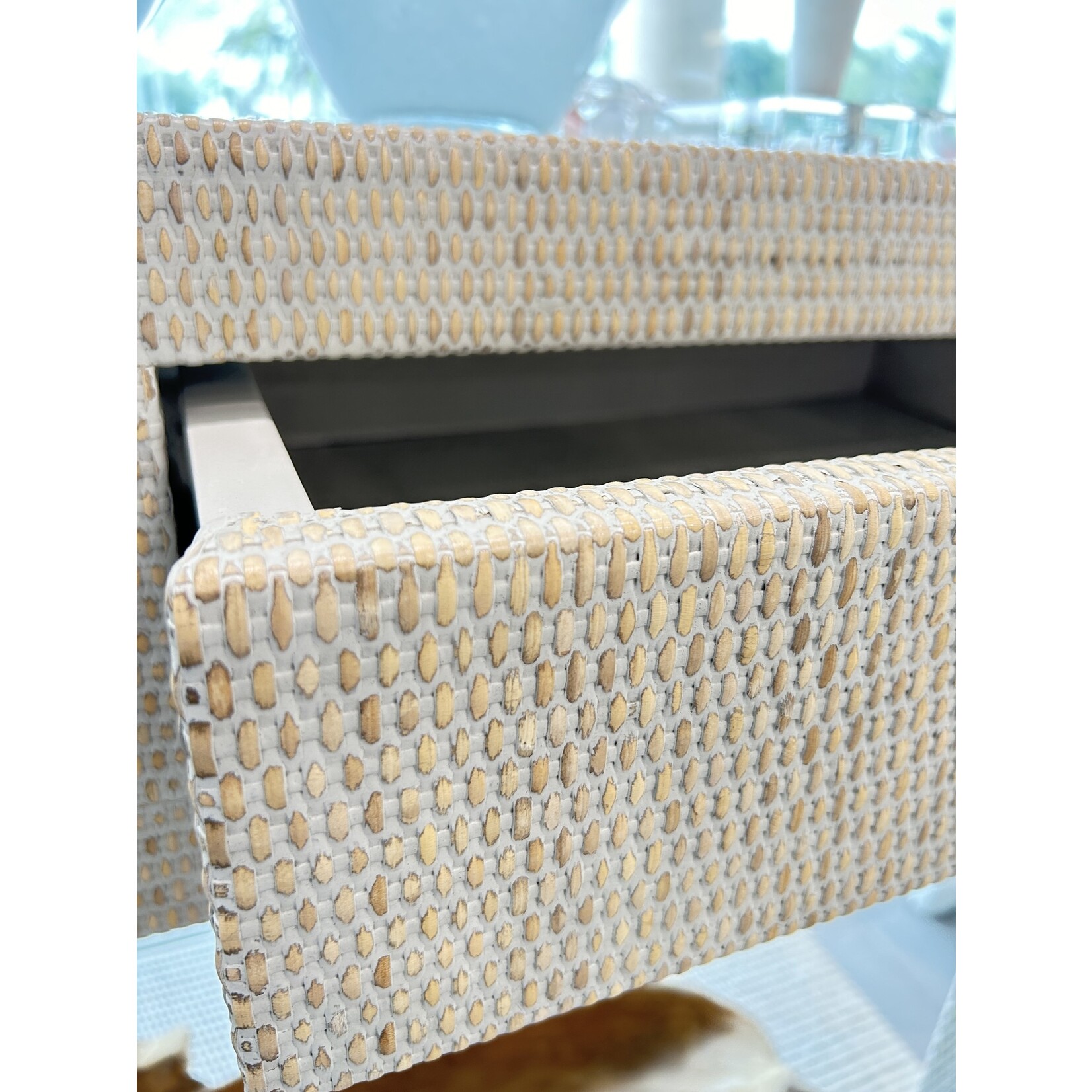Outside The Box 47x30x18 Kagu White Rattan  6 Drawer Coffee Table - RT01